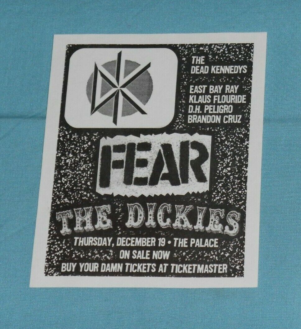 Vintage Original Flyer Dead Kennedys The Dickies Fear The Palace