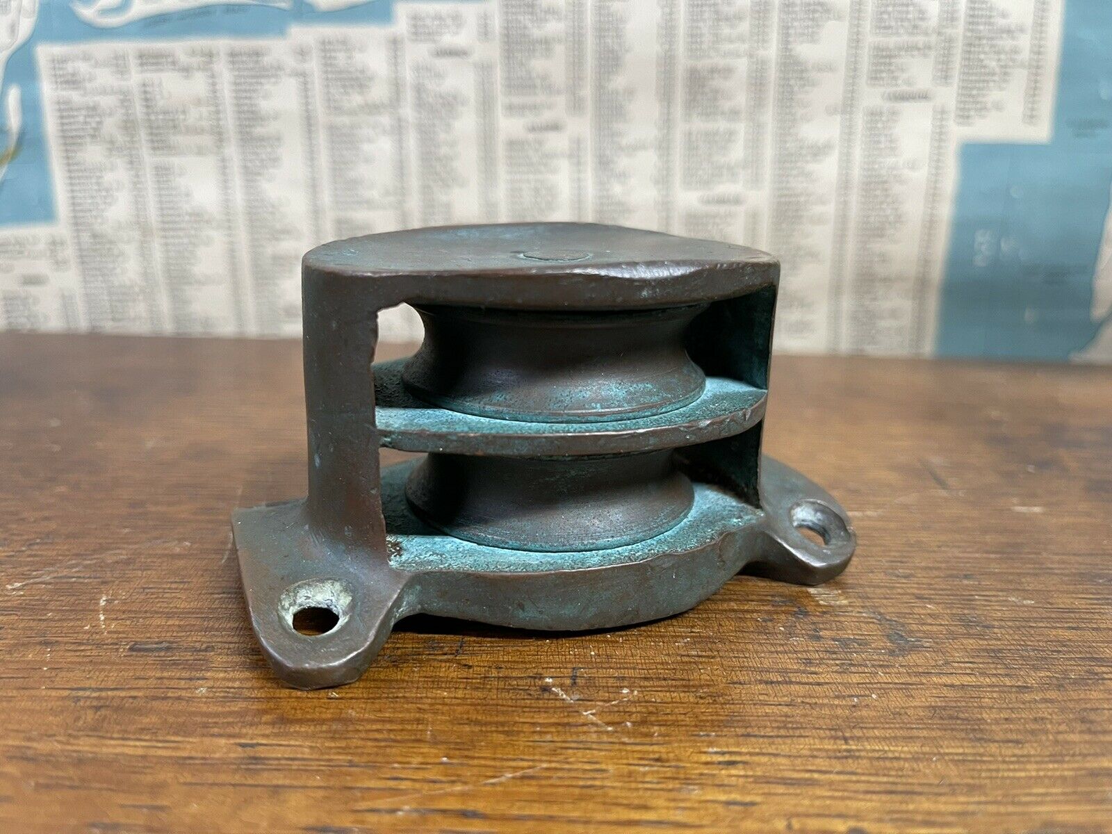 3 1/2” Full Bronze Double Wheel Fixed Mounted Deck Pulley  Pole Mount ?