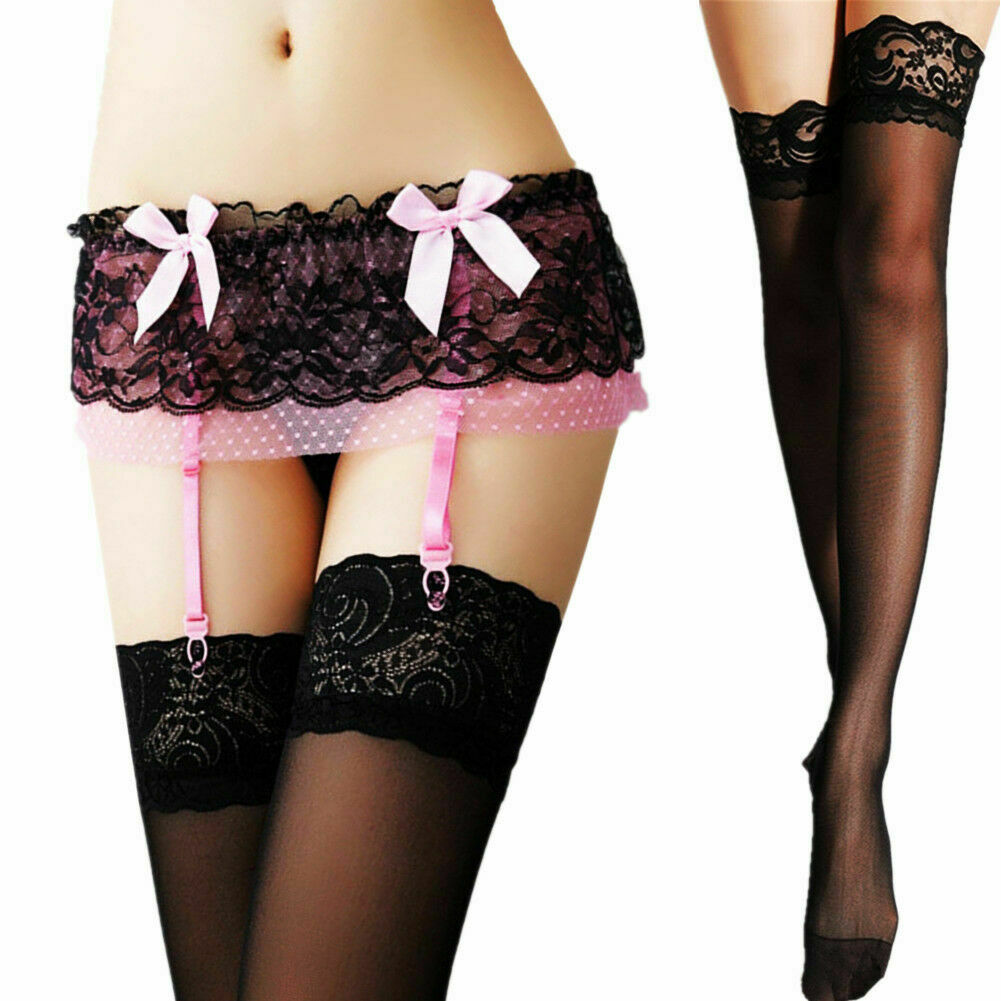 Garter Belts Stocking G-string Lingerie Thigh-highs Stockings Sexy Women Lace Us